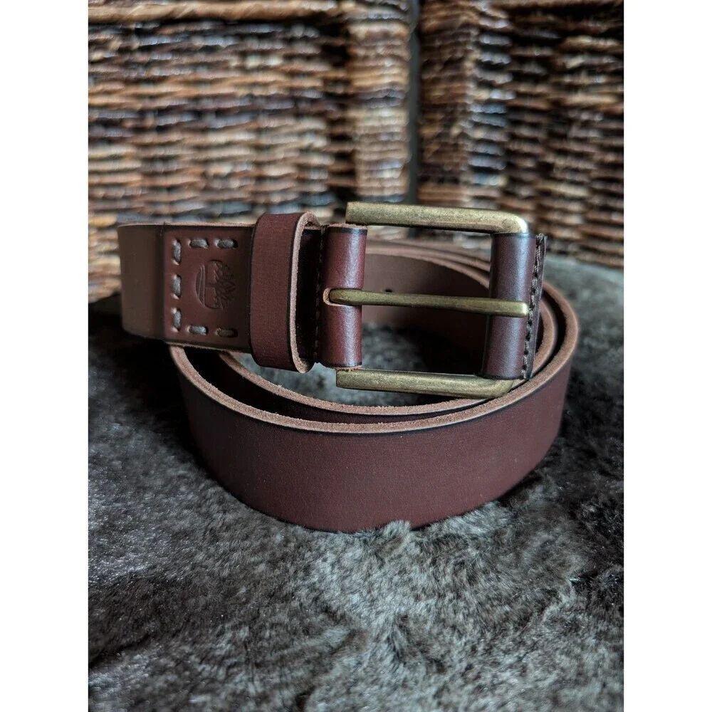 NWOT Timberland Leather Belt Men 42 Brown Western Boho Casual Minimalist Cowboy